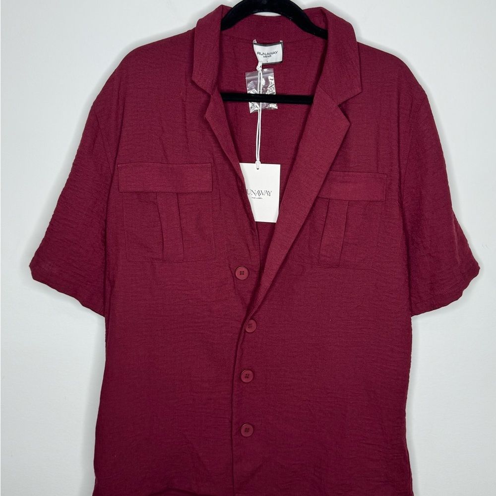 Runaway The Label Branko Shirt Wine Red Men’s Size Large